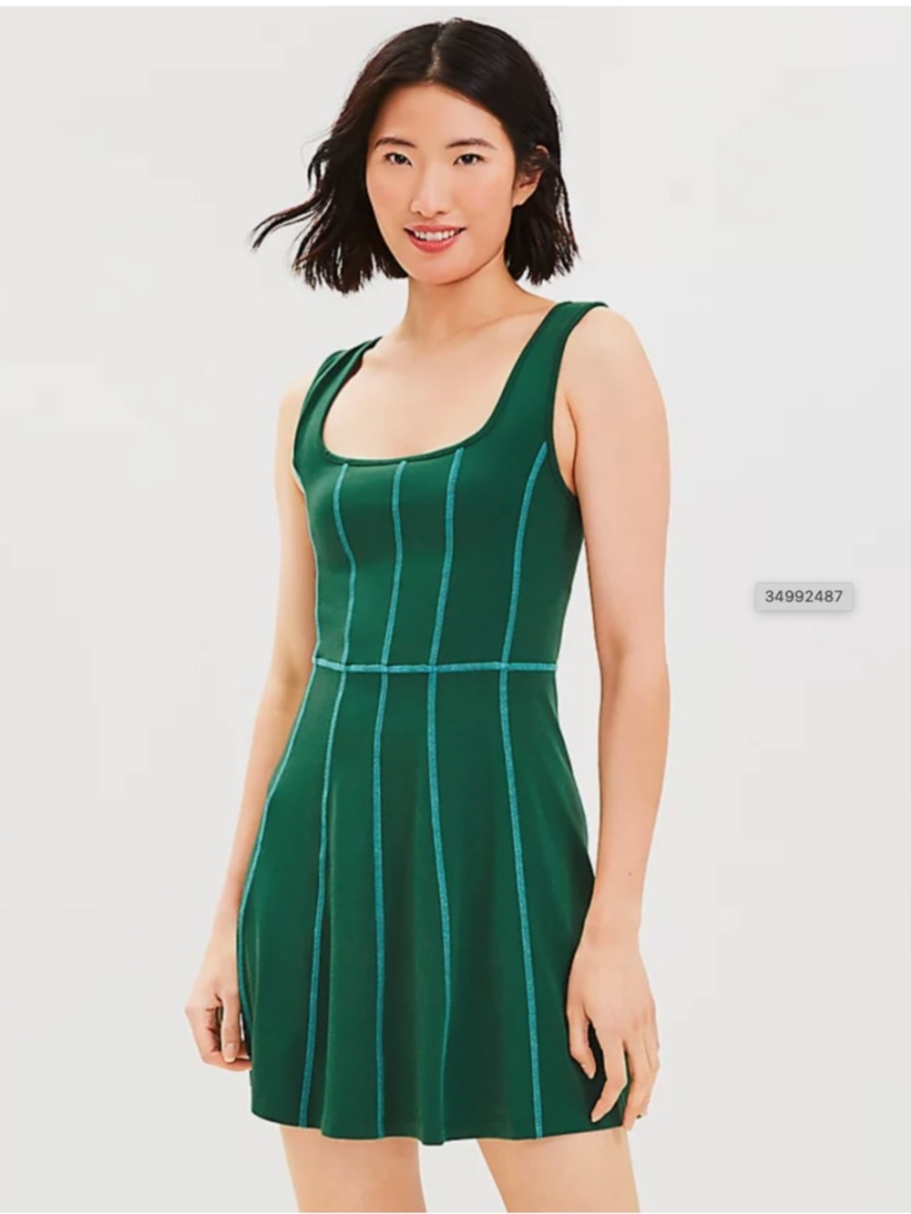 Lou & Grey/Loft Luvstretch Pocket Skort Dress with Aqua Piping